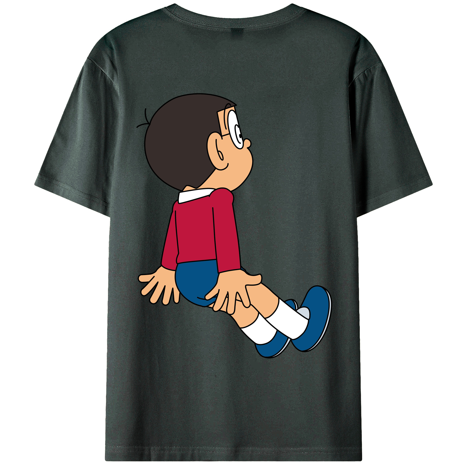 （画像用） ドラえもん 野比 のび太 Doraemon Nobita Nobi 綿100％ メンズ半袖Tシャツ（バックプリント） 通気性